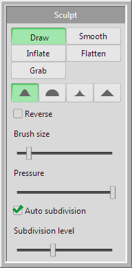 Sub panel for sculpt command